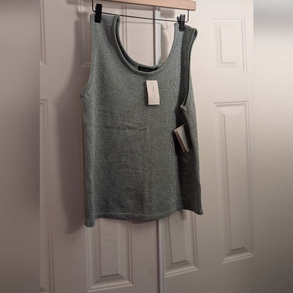 Silver Ribbed Fitted Tank Top - Picture 1 of 5